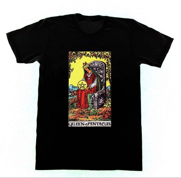 

the queen of pentacles t23 tshirt ryder tarot card fortune occult witchcraft new arrival short sleeve zomer sport hooded sweatshirt hoodie