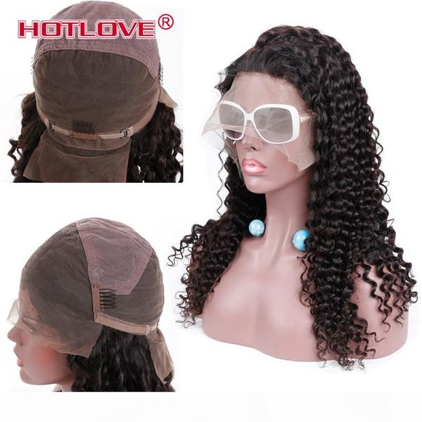 

ove full lace wigs for women brazilian human hair deep wave 150% density wigs natural color 8-26 inch ing, Black;brown