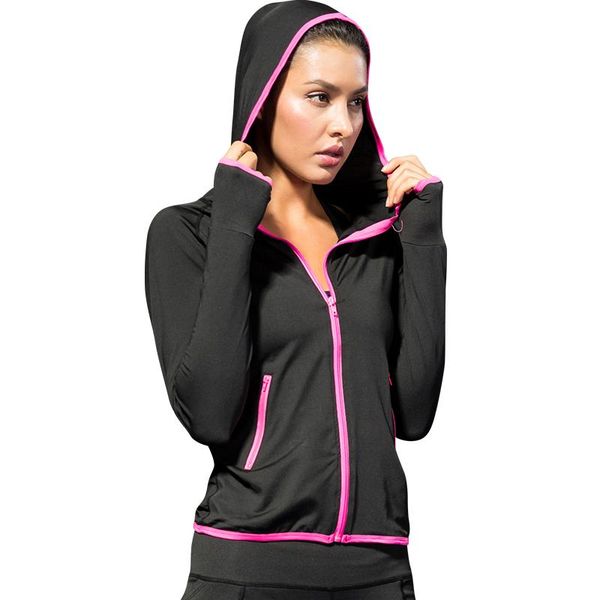 

running jackets 2021 women jacket for yoga zipper long sleeve sport quick dry fitness jogging black ladies sports clothing, Black;red