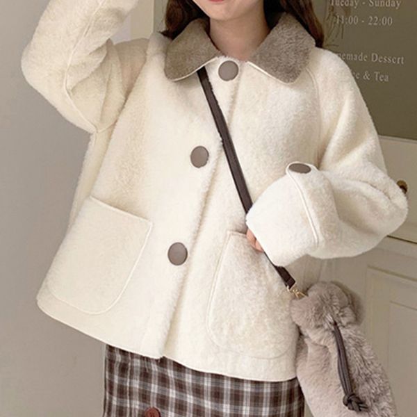 

2021 new fur coat women oversize jackets coats female autumn winter long sleeve soft girl outwear korean casual jacket lady 2d4x, White;black