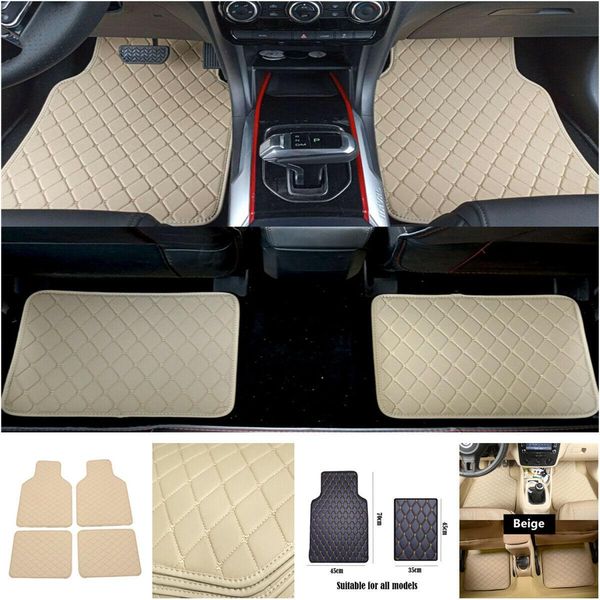 

4pcs leather car floor mat carpet waterproof pad front rear protect