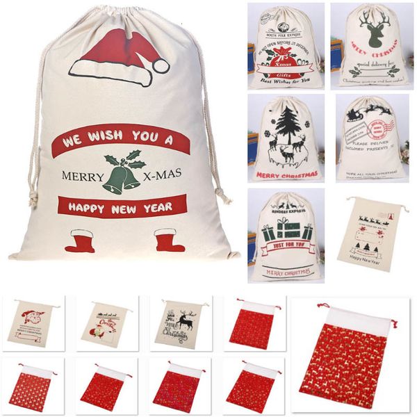 

new halloween canvas drawstring bag sack gifts santa claus deer ornament christmas decorations gift bags hh9-2563 pi7a