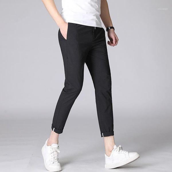 

mrmt 2019 brand spring and summer men's trousers casual cotton textile young and middle-aged pants for male pure color pants1, Black