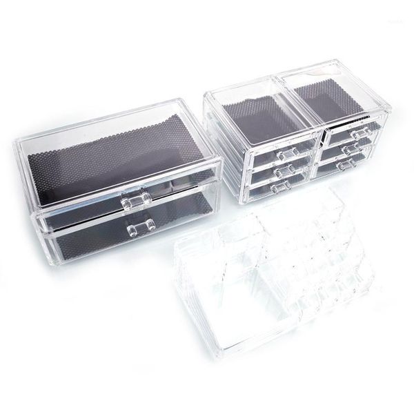 

cosmetic bags & cases [us-w]sf-1122-1 cosmetics storage rack with 6 small 2 large drawers transparent1908132051