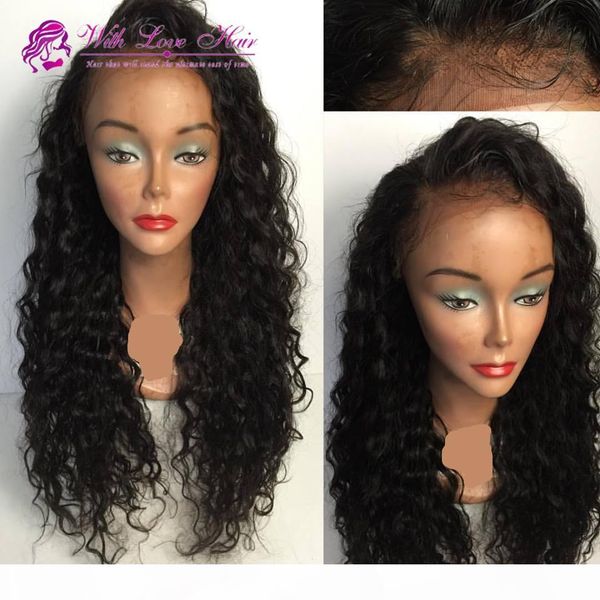

withlovehair water wave synthetic wig heat-resistant synthetic lace front wig 8'--24" in stock ing, Black