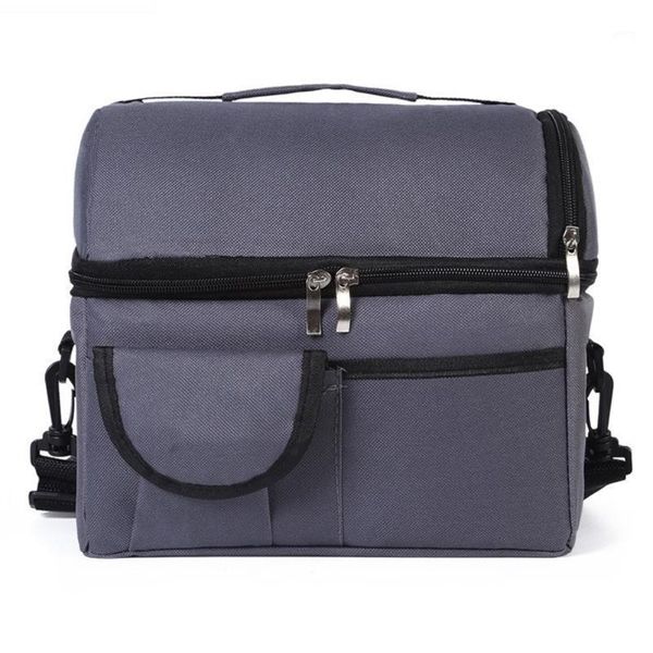 

portable durable insulated lunch bag for women men kids cooler adults tote lunch box double-layer1, Blue;pink