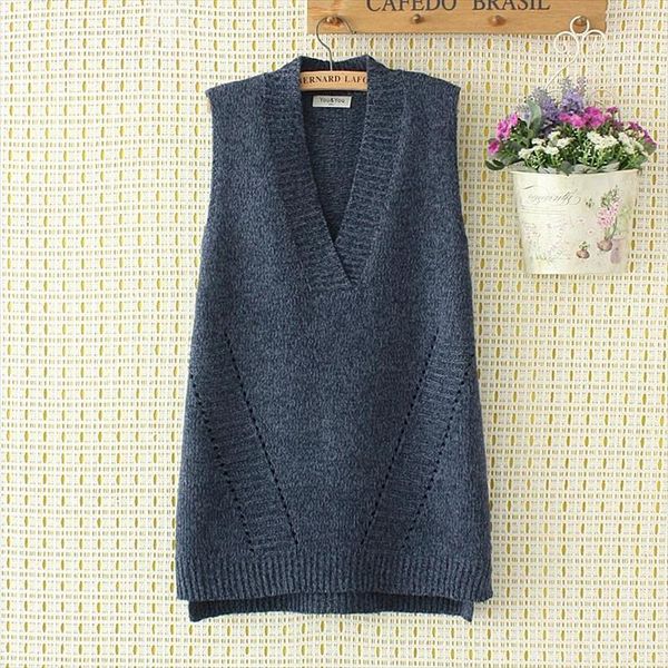 

plus size spring big loose vest sleeveless solid color sweaters 2017 new fashion knitted v neck wool female wear pullovers, White;black