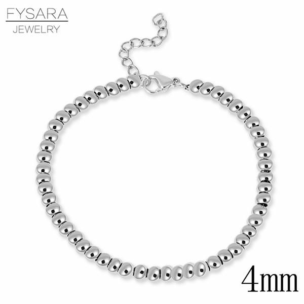 

fysara gold color filled stainless steel ball beads bracelets women men jewelry 4 6 8mm beaded strand bracelets custom wholesale jllglz, Golden;silver