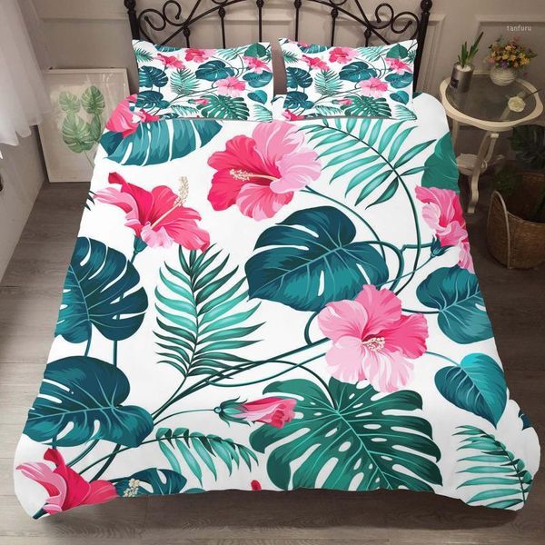 

bed linen home textile bedding clothes tropical flowers printed for with pillowcases king  sinlge size1