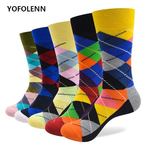 

5 pairs/lot classical colorful men's combed cotton socks happy business socks long tube wedding gift for man1, Black