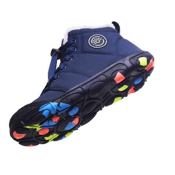 

2020 fashion boys snow boots girls waterproof umbrella cloth fabric children sneaker new winter kids shoes d06163, Black