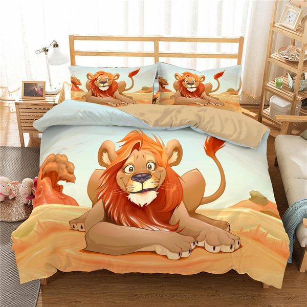 

zeimon мультфильм животные 3d пододеяльник lions печатный пододеяльник королева размер с наволочки микрофибры пододеяльник