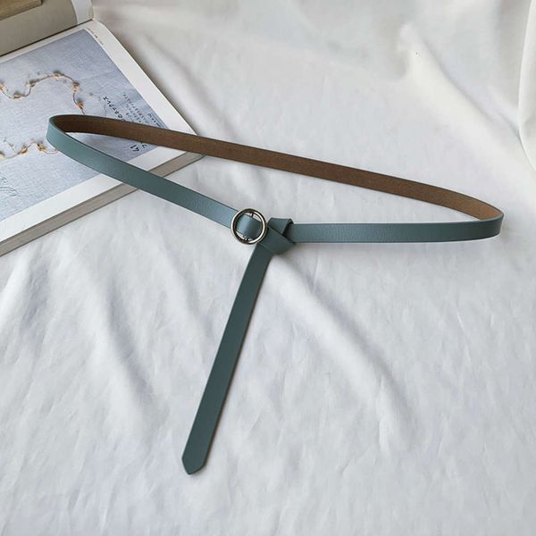 

fashion simple versatile round buckle thin women's decorative dress with skirt pure leather small belt, Black;brown