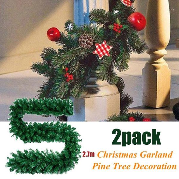 

decorative flowers & wreaths 2.7m christmas decorations ornaments xmas tree garland rattan party decor household accessories 2021 arrivals s