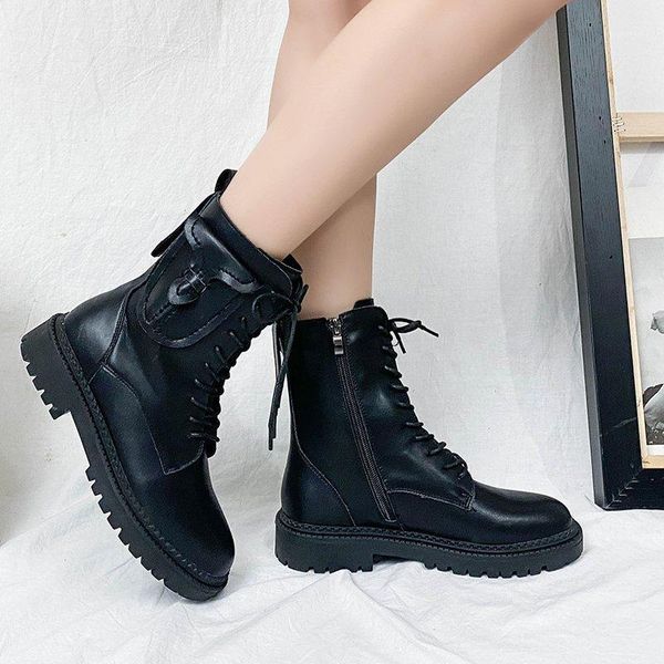 

boots winter shoes women fashion fur plush zipper british style ankle casual black platform botte femme1