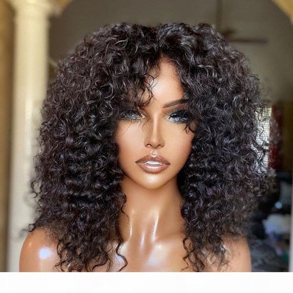 

full lace wig peruvian curly fringe 360 lace frontal human hair wigs with baby hair 13x6 lace front wigs for women natural hairline, Black