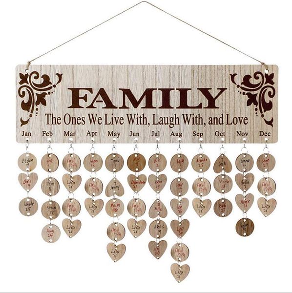 

gifts for moms dads wooden family birthday reminder calendar board special dates planner board plaque for home hanging decor gift, Black