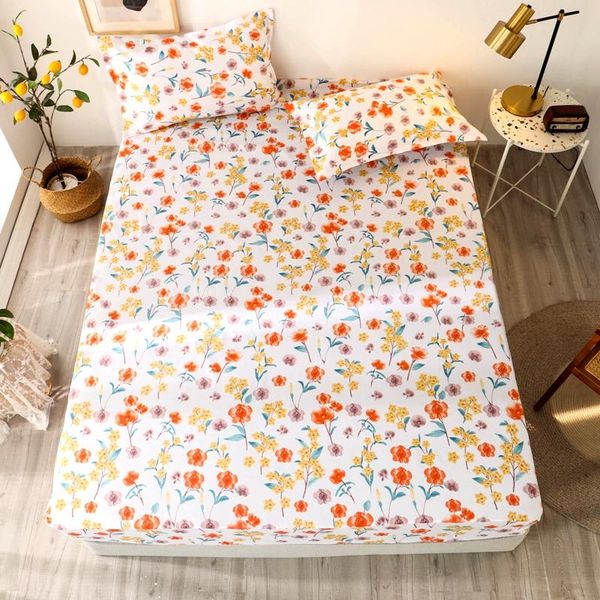 

bonenjoy 3 pcs sheet on rubber band with case little flower reactive printed fitted sheet queen size bed sheets set