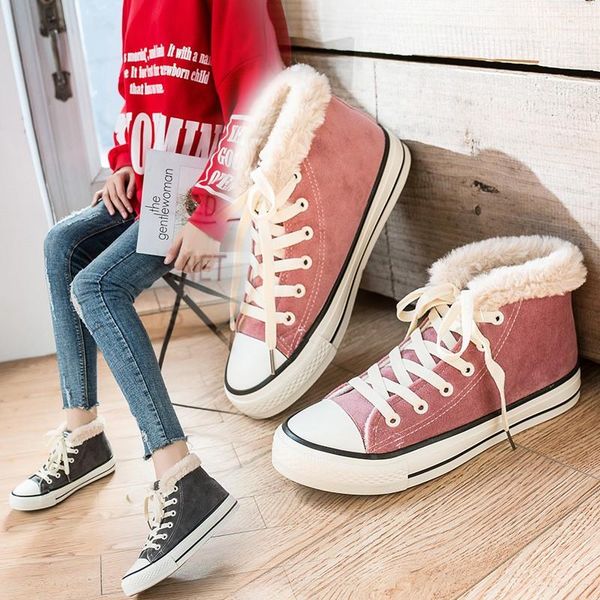 

women's shoes winter large size warm cotton boots velvet casual women's shoes high winter sneakers boots, Black