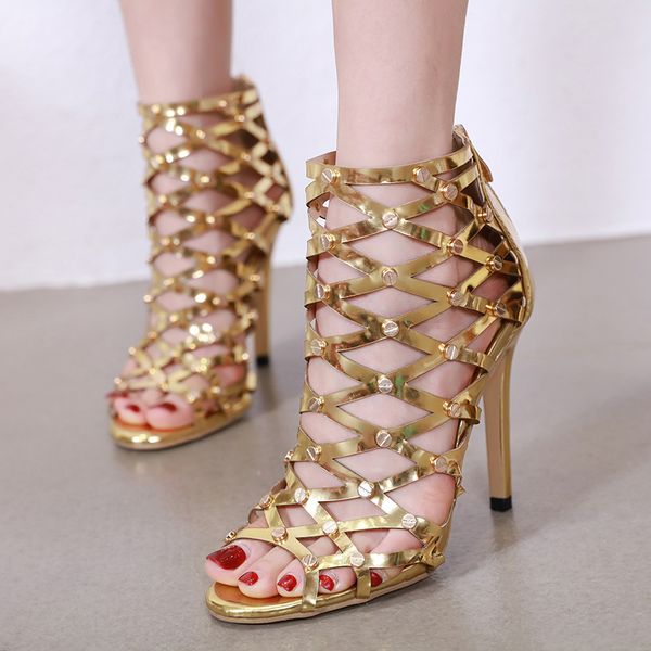 

2021 new fashions, rivets, thin heels, woman shoes, gold shoes. f5yh, Black