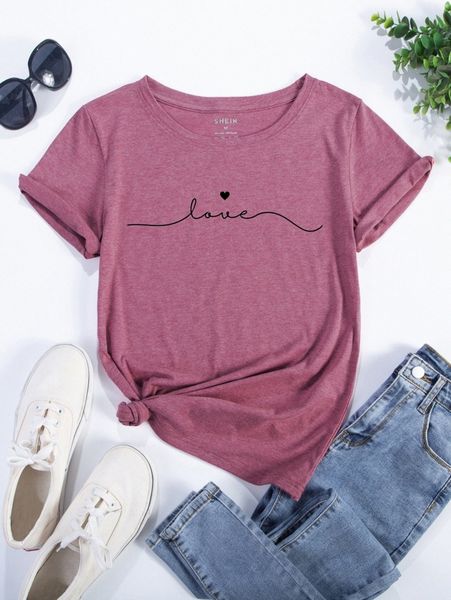 

letter & heart print tee y4gj#, White