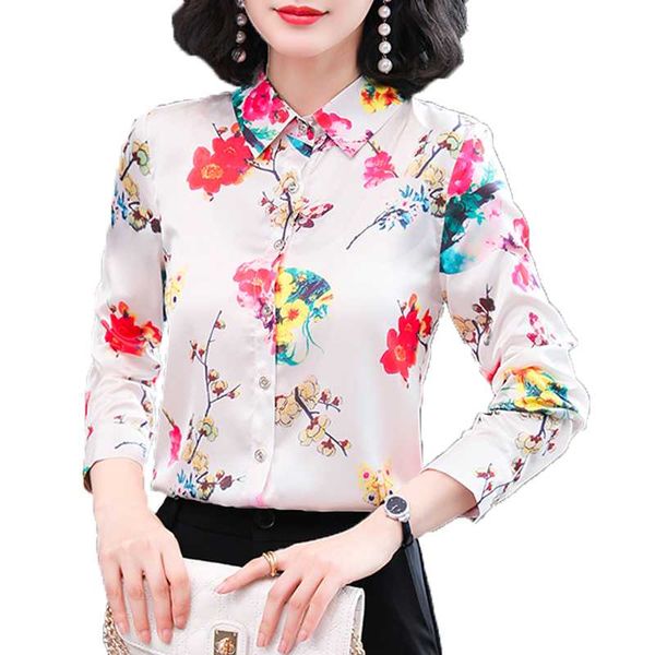 

women's blouses & shirts woman feminina vintage blouse fashion clothes 2021 spring autumn long sleeve printed female d0003, White