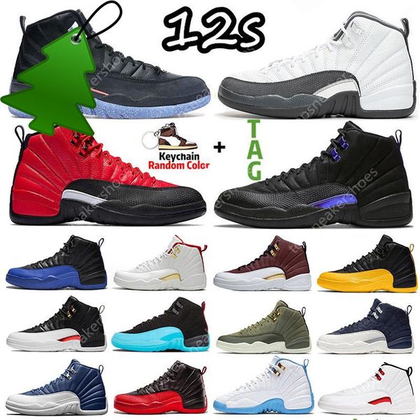 

12 12s xii mens basketball shoes sneakers twist royalty utility university gold flu game indigo dark concor fiba gym red outdoor sports, Black
