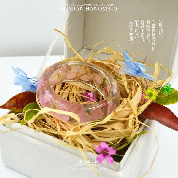 

huajian bracelet handmade dried flowers arc width 25mm hj051d, Black