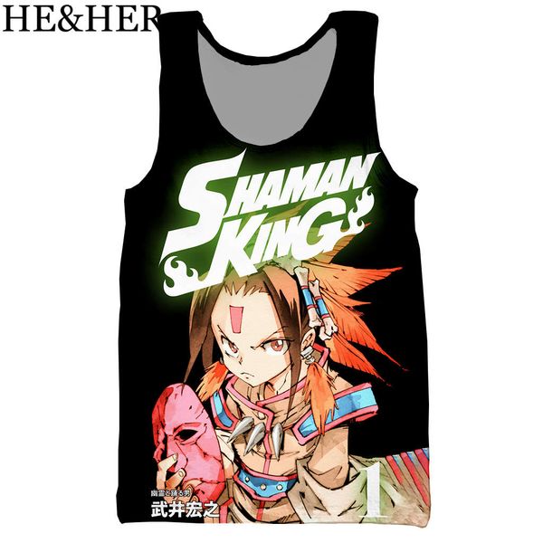 

new popular anime shaman king summer tank work out tank halter tank 3d print shirts harajuku horror comics men clothing