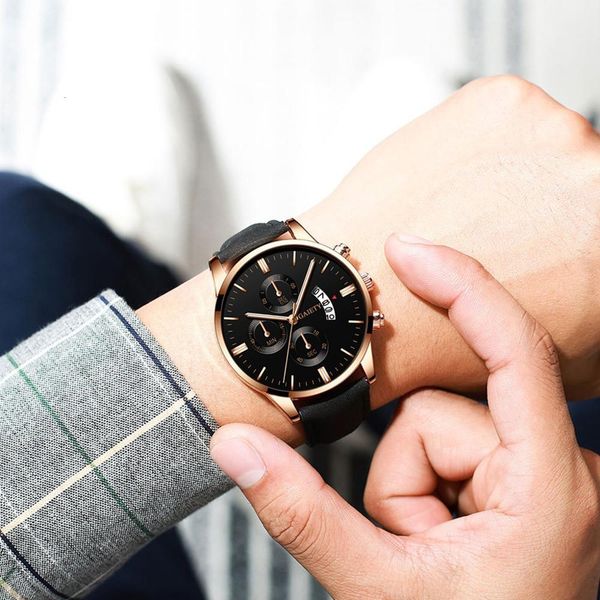 

2020 relogio masculino watches men fashion sport leather band watch quartz business wristwatch clock reloj hombre dropshipping, Slivery;brown