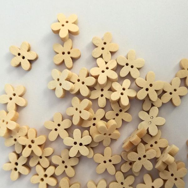 

50pcs new natural wooden buttons cute flower shape scrapbooking 2 holes buttons flower decor sewing clothing cartoon di jllwxr, Blike;white