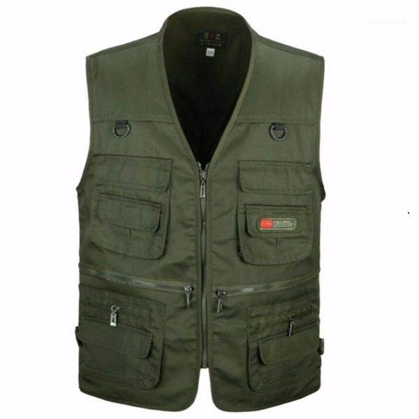 

wholesale- men vest army green waistcoat multi-pocket travel or work wear durable plus size1, Black;white
