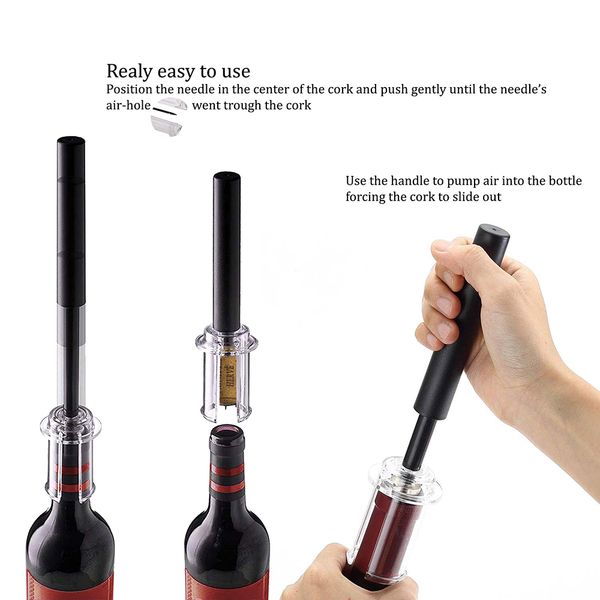 

1pc air pressure type wine bottle opener abs pin type bottle pumps corkscrew cork out tool red wine opener