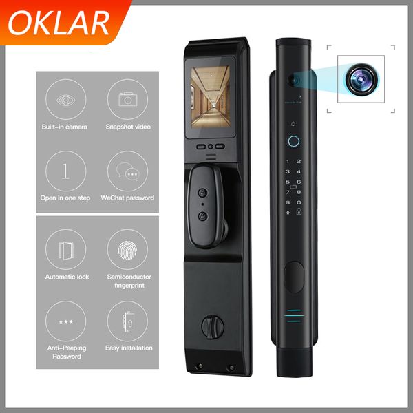 

oklar face recognition intelligent fingerprint door lock security electronic lock smart bluetooth with digital code ic card