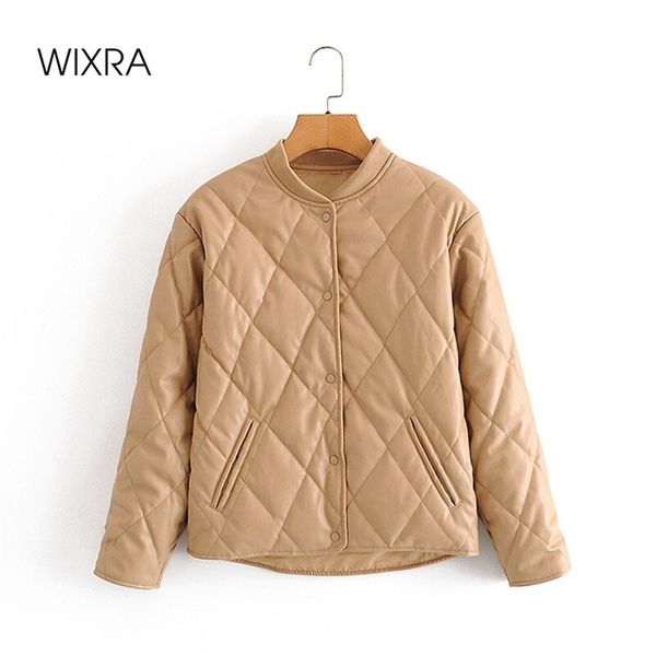 

wixra womens winter cotton coat female autumn single breasted warm lingge collarless coat female slim jackets 201210, Black;brown