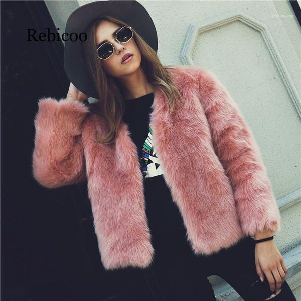 

winter new thick warm faux fur coat pink luxury women's furry coat white lady fake fur jacket plus size women xxxl1, Black