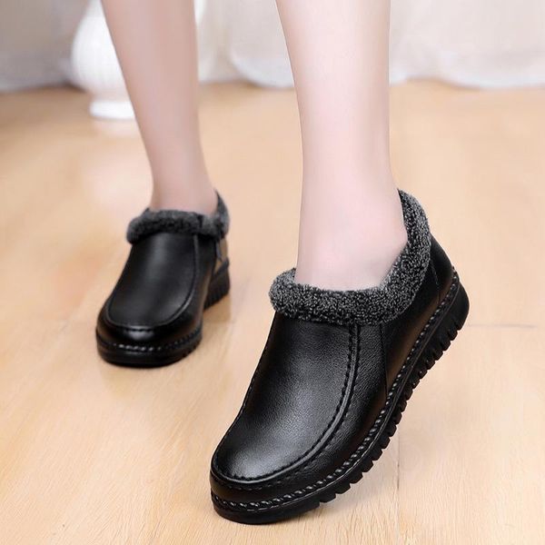 

2020 winter new mother cotton shoes soft bottom non-slip ladies snow boots middle-aged and elderly women cotton shoes waterproof, Black