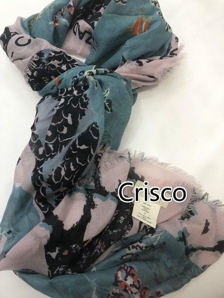 

women scarf 2020 women's scarf fashion personality flower print 100% modal women winter, Blue;gray