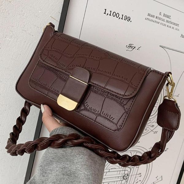 

shoulder bags crocodile pattern square armpit bag 2021 pu leather women's designer handbag vintage messenger