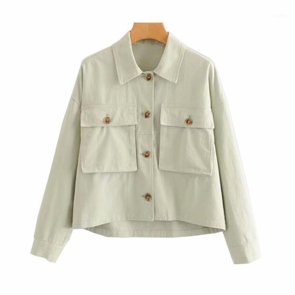 

casualsingle breasted cargo basic solid pockets women jacket 2019 fashion turn down collar coat long sleeve vintage outerwear1, Black;brown