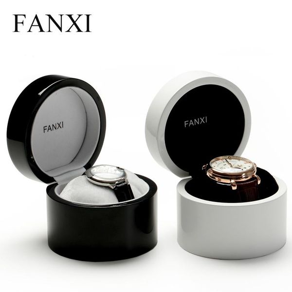 

fanxi luxury white color storage lacquered wood bangle bracelet watch packaging box with pillow for men women watch box, Pink;blue