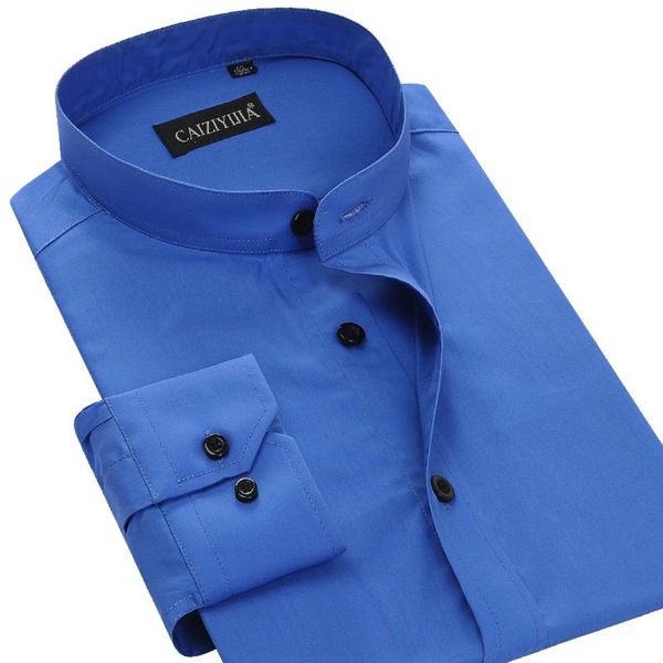 

мужские платья рубашки 100% хлопок стойки воротник с длинным рукавом slim fit мягкая удобная свадьба мужская смокинг рубашка, White;black