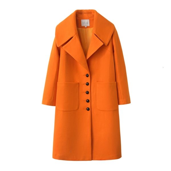 

2021 new [deat] fast delivery fashion trend new lapel long-sleeve wool solid color mid-length female jacket h00181 tt7r, Black