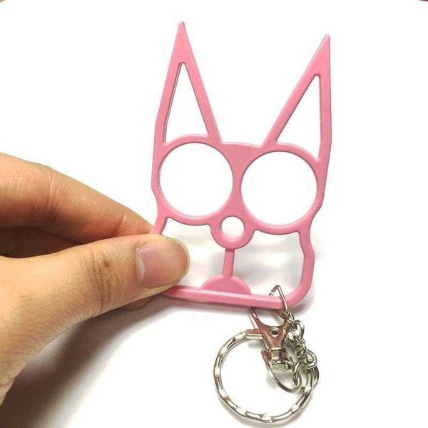

2021 fashion cute cat keychain selfdefense tool two finger clasp with key chain selfdefense supplies window breaker5261098, Silver