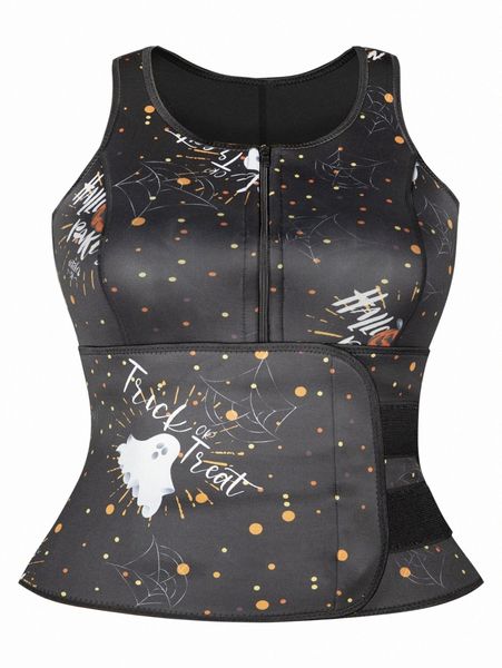 

plus halloween print zipper corset u5nu#, Black;white