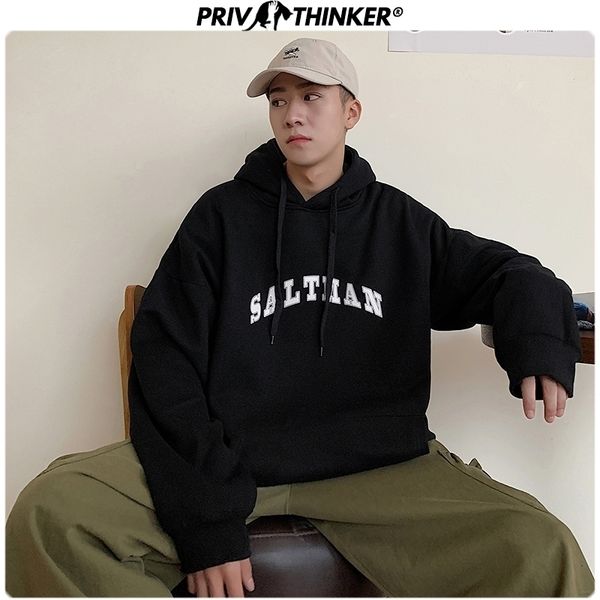 

privathinker men letter print spring fashion sweatshirt men's fashion hoodies male oversize streetwear pullover hooded 201020, Black