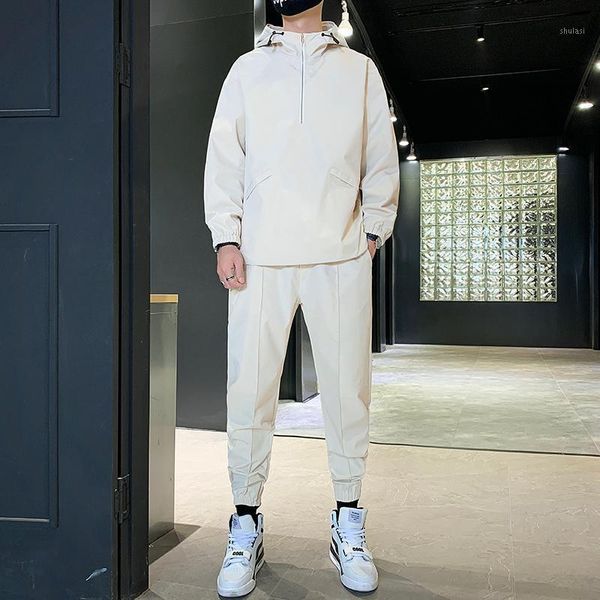 

tracksuit men's solid sets casual sportswear suit spring autumn men hip hop streetwear zipper hoodie+pants suit dropshipping1, Gray