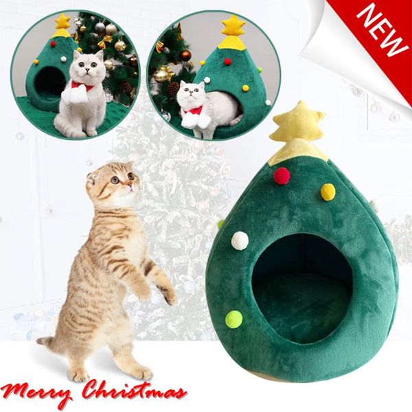 

cute cat pet bed cat cave half closed sleeping bag pet house nest basket portable christmas navidad house warm winter
