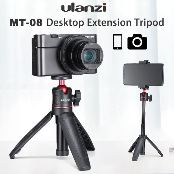 

ulanzi mt-08 dslr slr vlog cold shoe phone mount holder microphone led light mini tripod for sony a6400 a6300