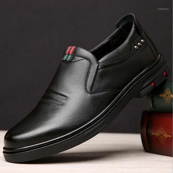 

male soft leather wedding shoes men loafers driving lazy dress shoes men leather casual a52-441, Black